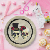 Bride & Groom Skull Wedding Papieren Bordje (Feest)