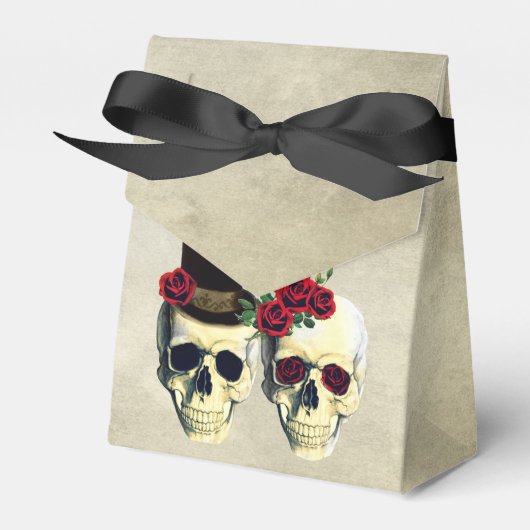 Bride & Groom Skull Wedding Party Favor Bedankdoosjes (Voorkant Zijde)