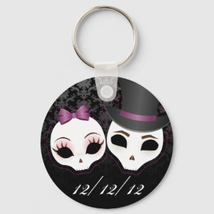 Bride & Groom Skullie (Violet) Sleutelhanger