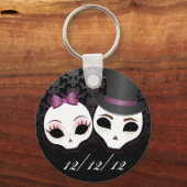 Bride & Groom Skullie (Violet) Sleutelhanger (Voorkant)