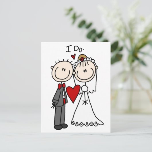 Bride & Groom Stick Figures voegen uw eigen groet  Briefkaart (Staand voorkant)