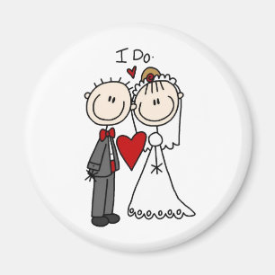 Bride & Groom Stick Figures Wedding I do Magneet