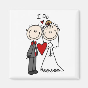 Bride & Groom Stick Figures Wedding I do Magneet
