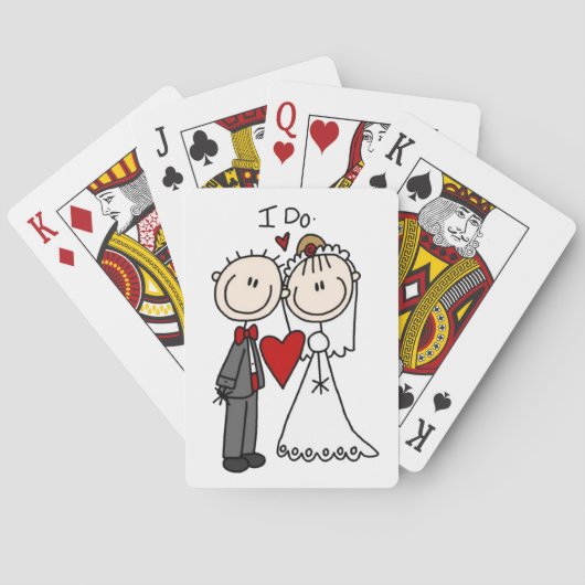 Bride & Groom Stick Figures Wedding I do Pokerkaarten (Achterkant)