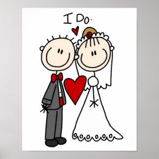 Bride & Groom Stick Figures Wedding I do Poster