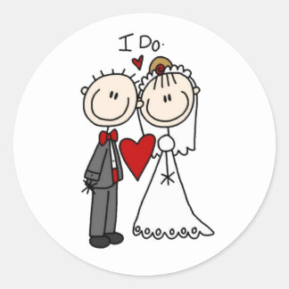 Bride & Groom Stick Figures Wedding I do Ronde Sticker