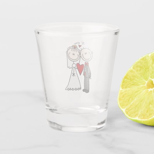 Bride & Groom Stick Figures Wedding I do Shot Glas (Achterkant)
