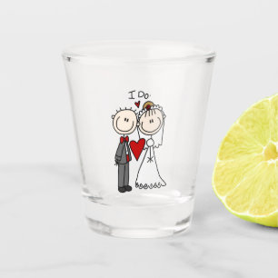 Bride & Groom Stick Figures Wedding I do Shot Glas