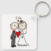 Bride & Groom Stick Figures Wedding I do Sleutelhanger (Achterkant)