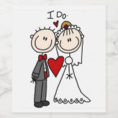 Bride & Groom Stick Figures Wedding I do Wijn Etiket (Enkel label)