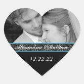 Bride & Groom Sticker Uw foto Blauwe sierstrip (Voorkant)