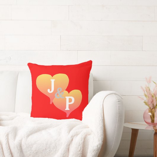 Bride Groom Sunset Hearts Red Reversible Coussin (Canapé)