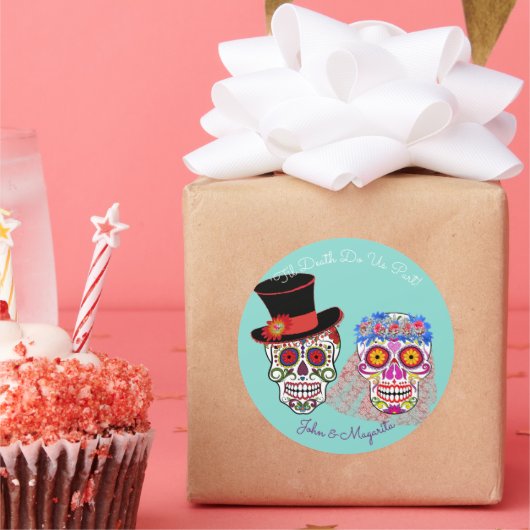 Bride & Groom tot de dood van ons Ronde Sticker (Feest)