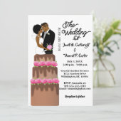 Bride & Groom Wedding Cake Topper African American Kaart (Staand voorkant)