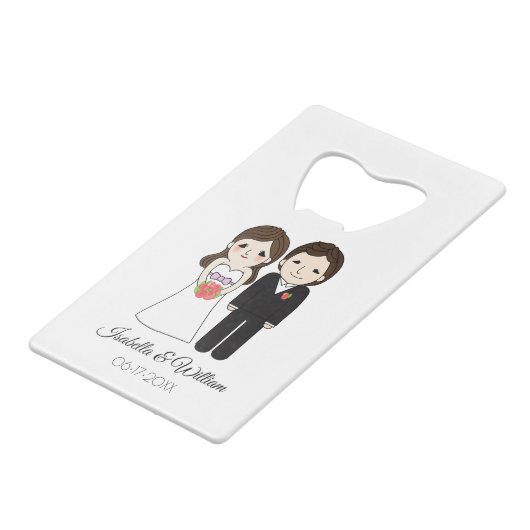 Bride & Groom Wedding Favor Kredietkaart Flessenopener (Voorkant Gekanteld)