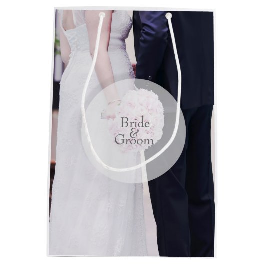 Bride & Groom Wedding Medium Cadeauzakje (Achterkant)