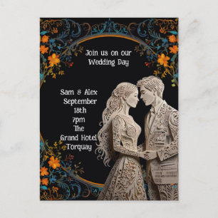 Bride & Groom Wedding Personalised Briefkaart