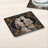 Bride & Groom Wedding Personalised  Vierkante Kartonnen Onderzetter (Schuin)