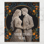 Bride & Groom Wedding Personalised Wijn Etiket (Enkel label)