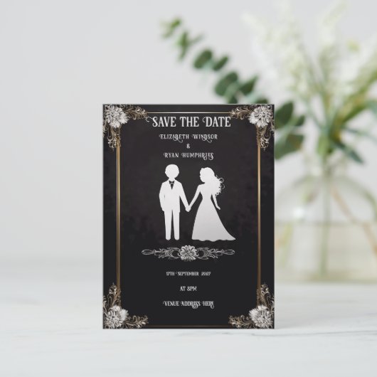 Bride & Groom Wedding Uitnodiging (Staand voorkant)