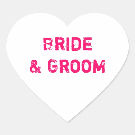 Bride & Groom White Conversation Heart Hart Sticker (Voorkant)