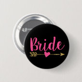 Bride | Hot-roze en zwart Ronde Button 5,7 Cm (Voorkant /achterkant)