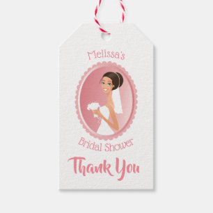 Bride in een Veil met Bedankt van het Vrijgezellen Cadeaulabel