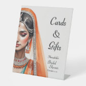 Bride in Lehenga Choli Etnisch Indiaas Vrijgezelle Reclamebord Met Voetstuk (Voorkant)