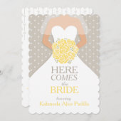 Bride jaune bouquet graphique nuptiale invitation (Devant / Derrière)