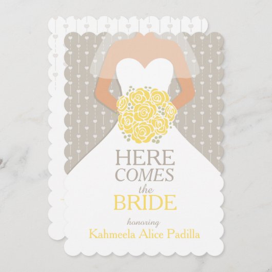 Bride jaune bouquet graphique nuptiale invitation (Devant / Derrière)