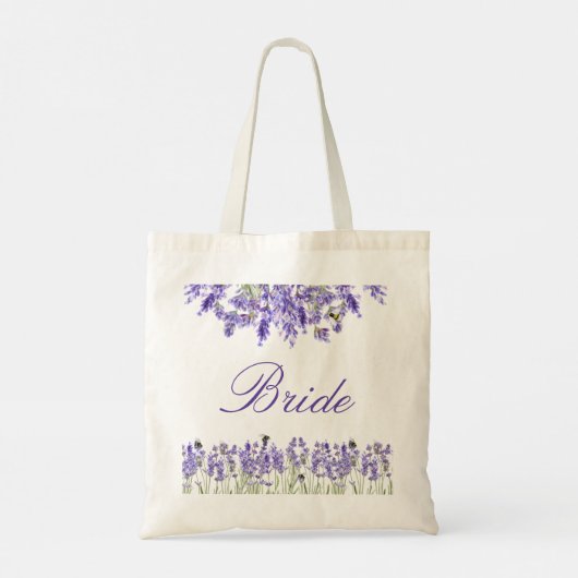 Bride lavender florals violet script tote bag (Achterkant)