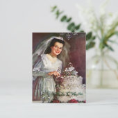 Bride met de Cake van de Weddenschap sparen de Da Aankondigingskaart (Staand voorkant)