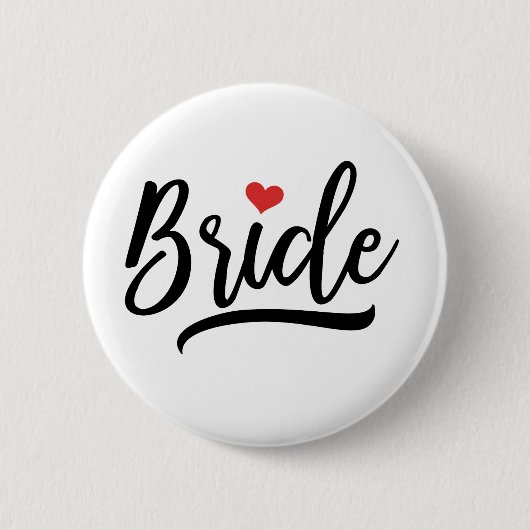 Bride met rood hart ronde button 5,7 cm (Voorkant)
