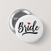 Bride met rood hart ronde button 5,7 cm (Voorkant /achterkant)