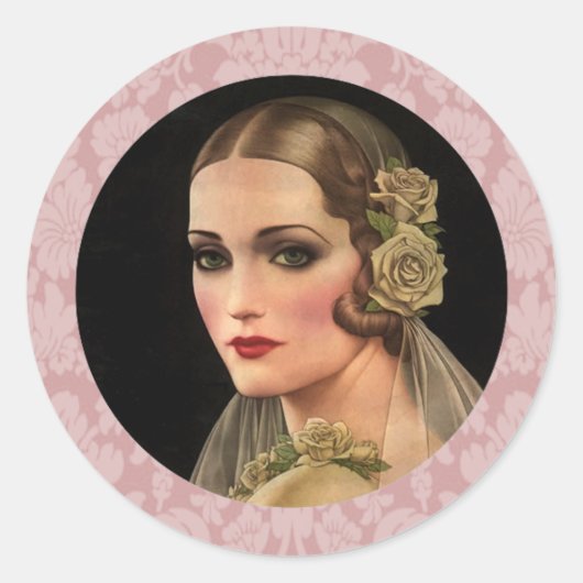  bride met Rozen Ronde Sticker (Voorkant)