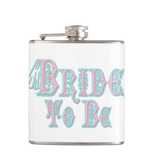 Bride met Veil, roze en Blauwgroen type Heupfles (Voorkant)