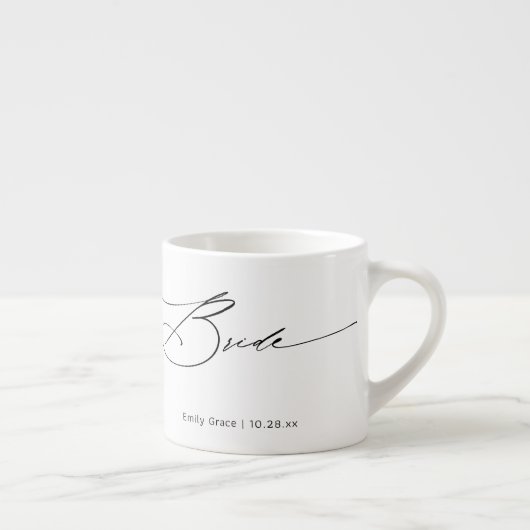 Bride Modern Elegant Script Wedding Custom Name Espresso Kop (Rechts)