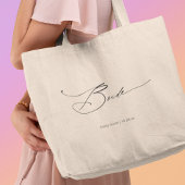 Bride Modern Elegant Script Wedding Custom Name Grote Tote Bag