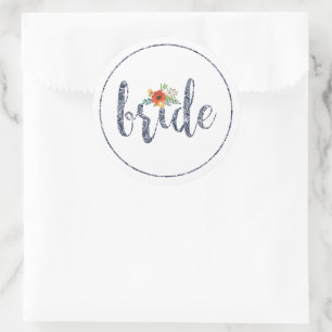 Bride, moderne typografie ronde sticker