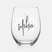 Bride Monogram Handtekening Script Wijnglas Zonder Voet (Voorkant)