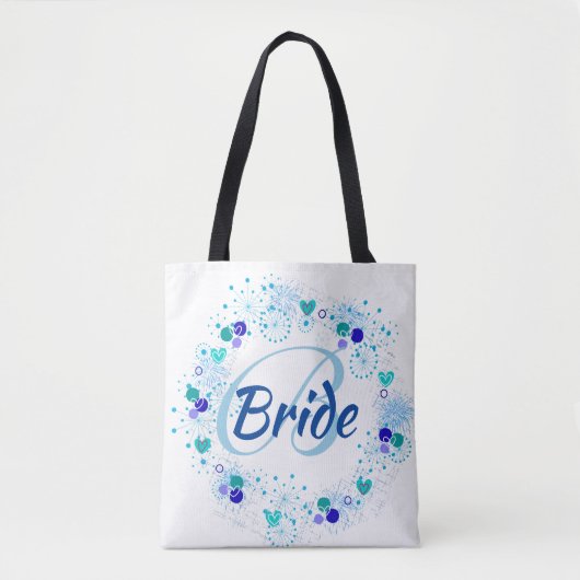 Bride My Iets Blue Monogram Modern Draagtas (Voorkant)