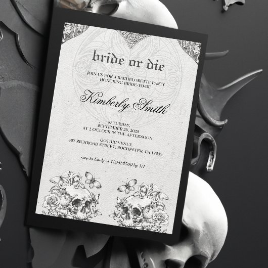 Bride of Die Gothic Bachelorette Party Kaart