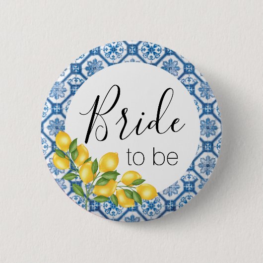 Bride om Button te zijn - blauwe Tegel en leemons (Voorkant)