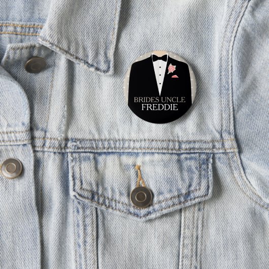 Bride oom tuxedo noemt trouwspelknop ronde button 5,7 cm (In situ)