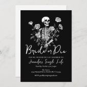Bride or Die Floral Skeleton Bachelorette Party Kaart (Voorkant / Achterkant)
