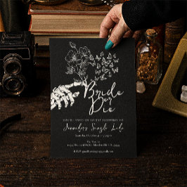 Bride or Die Gothic Floral Bachelorette Party Kaart