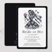 Bride or Die Gothic Floral Skeleton Vrijgezellenfe Kaart (Voorkant / Achterkant)
