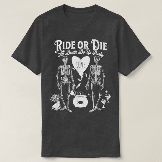 Bride or Die Gothic Witchy Halloween Bachelorette  T-shirt (Design voorkant)