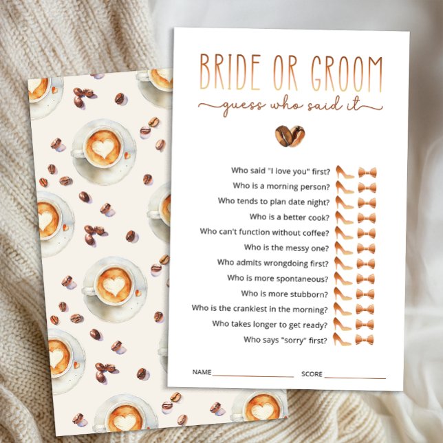 Bride or Groom Guess Who Said It Game (Bridal Shower Game Card)