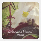 Bride over het Boerderij van het Rode trekkerland Vierkante Sticker (Voorkant)